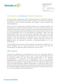 Neue Rubrik auf Onmeda.de: Seltene