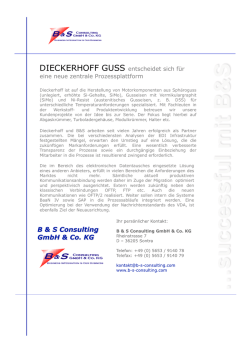 DIECKERHOFF GUSS entscheidet sich f&uuml;r eine neue zentrale