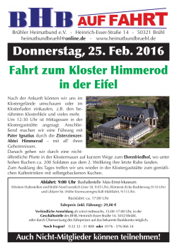 Donnerstag, 25. Feb. 2016 Fahrt zum Kloster Himmerod in der Eifel