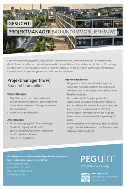 Stellenbeschreibung als PDF - Projektentwicklungsgesellschaft Ulm