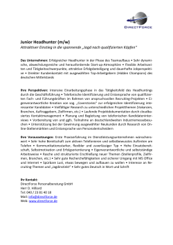 Junior Headhunter (m/w) - DirectForce Personalberatung GmbH
