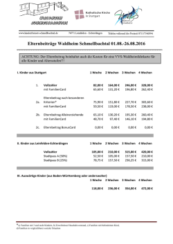 Elternbeiträge 2016 - Kinderfreizeit Schmellbachtal