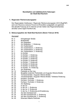 Bauleitpläne und städtebauliche Satzungen der Stadt Bad Nauheim