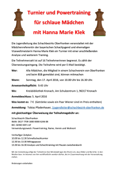 Turnier und Powertraining für schlaue Mädchen mit Hanna Marie Klek
