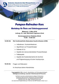 Pumpen-Refresher-Kurs, Workshop für Ärzte - Diabetes