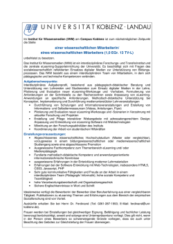 einer wissenschaftlichen Mitarbeiterin/ eines wissenschaftlichen