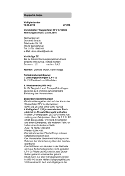 Wuppertaler RFV 4733602 Nennungsschluss: 23.05.2016