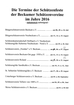 Die Termine der Sch&uuml;tzenfeste der Beckumer Sch&uuml; tzenvereine
