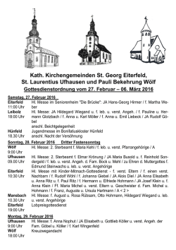 Gottesdienstordnung - Pfarrgemeinde Sankt Georg, Eiterfeld
