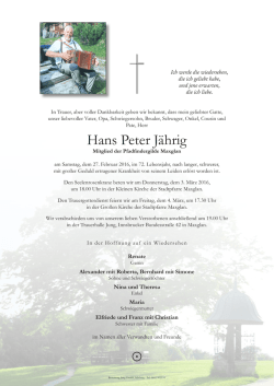 Hans Peter J&auml;hrig - Bestattung Jung