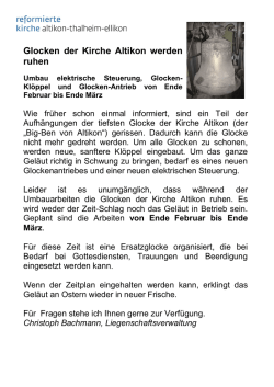 Glocken der Kirche Altikon werden ruhen