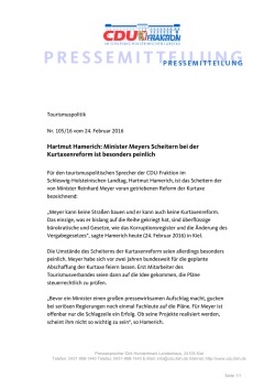 Hartmut Hamerich: Minister Meyers Scheitern bei der