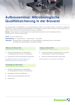 Aufbauseminar: Mikrobiologische Qualitätssicherung in