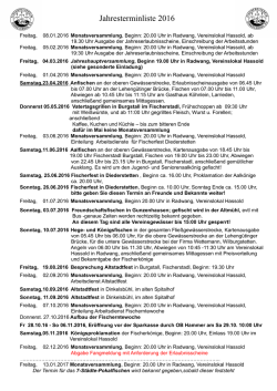 Jahresterminliste 2016 - Fischereiverein Dinkelsb&uuml;hl eV