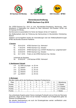 Generalausschreibung MTBO-Sachsen-Cup 2016 - MTB