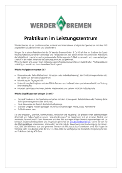 Praktikum im Leistungszentrum