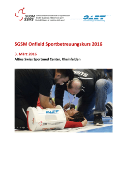 SGSM Onfield Betreuungskurs 2016 - Schweizerische Gesellschaft