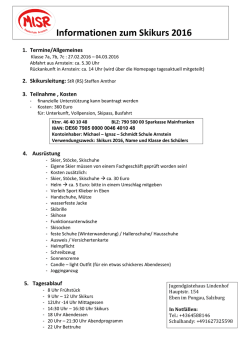 Informationen zum Skikurs 2016