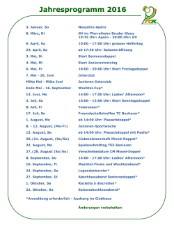 Jahresprogramm 2016 - Tennisclub Kriens