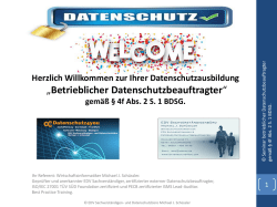 Herzlich Willkommen zur Ihrer Datenschutzausbildung &bdquo;Betrieblicher