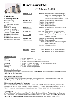 Kirchenzettel - Katholische Pfarrgemeinde Christkönig