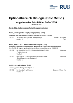 Optionalbereich Biologie (B.Sc./M.Sc.)
