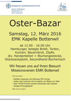 Samstag, 12. März 2016 EMK Kapelle Bottenwil