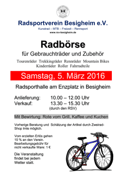 Plakat zur Radbörse - Radsportverein Besigheim 1924 e.V.