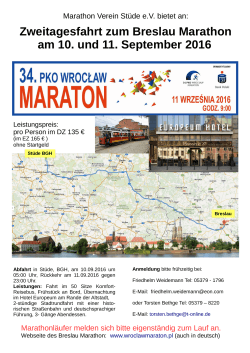 Zweitagesfahrt zum Breslau Marathon am 10. und - Heide