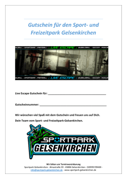 Gutschein f&uuml;r den Sport- und Freizeitpark Gelsenkirchen