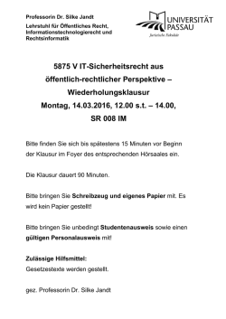 Informationen zum Klausurablauf