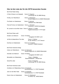 Hier ist die Liste der für die CETS benannten Hunde: