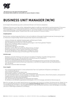 business unit manager (w/m)