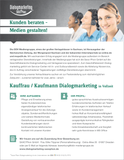 Kauffrau / Kaufmann Dialogmarketing in Vollzeit