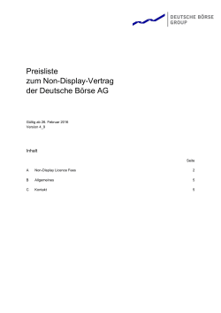 Preisliste zum Non-Display-Vertrag - Deutsche Börse Market Data +
