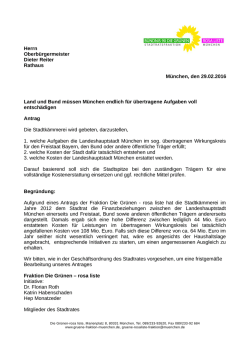 Herrn Oberb&uuml;rgermeister Dieter Reiter Rathaus M&uuml;nchen, den