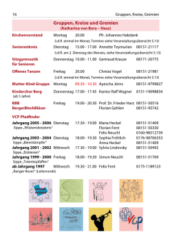 Gruppenveranstaltungen samt Kontakten
