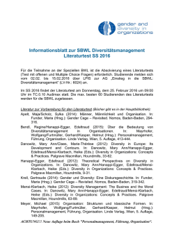 Informationsblatt zur SBWL Diversitätsmanagement Literaturtest SS