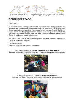 schnuppertage - Willkommen! | Rohrdorfer Spielgruppenverein
