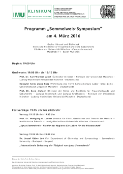 Programm „Semmelweis-Symposium“ am 4. März 2016