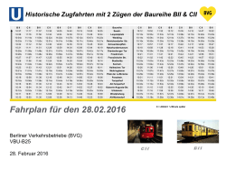 Fahrplan der historischen Züge am 28. Februar 2016