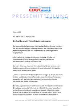 Dr. Axel Bernstein: Polizei braucht Instrumente