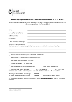 Bewerbungsbogen zum Kunsthandwerkermarkt 2016