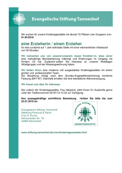 eine Erzieherin / einen Erzieher - Evangelische Stiftung Tannenhof
