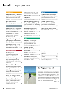 Inhalt Ausgabe 3/ 2016 &ndash; M&auml;rz Der Weg zum Staat 4.0