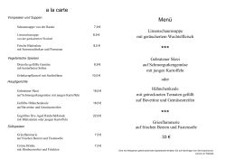 aktuelle Speisekarte - Gastraum Weintanne Jena