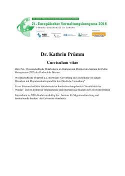 Dr. Kathrin Prümm Curriculum vitae