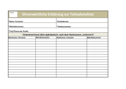 Ehrenw&ouml;rtliche Erkl&auml;rung zur Teilnahmeliste