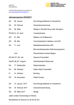Jahresprogramm 2016/2017 SA 09. Januar Drei-Königs