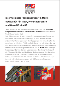 Internationale Flaggenaktion 10. März: Solidarität für Tibet
